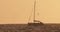 Sail boat silhouette, super telephoto footage