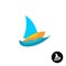 Sail boat yacht club colorful logo.