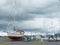 Sail boats and ominous skies