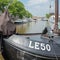 Sail boats and pleasure yachts in the port of Lemmer in Friesland, Netherlands.