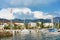 Sail Boats at quay on Geneva Lake Vevey Swiss Riviera