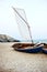 Sail Boats Sea Shore Lifesaver Flotation Life Buoy Rock Formation Concept