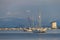 Sail-boats and WIndmill, seafront of Corfu city, Corfu, Greece