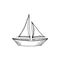 Sail canvas boat ship isolated on white background. Vector hand drawn sketch illustration in doodle outline style. Concept of