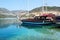 Sail yacht in harbor on Turkish resort