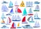 Sail yacht vector cartoon set icon. Vector illustration sailboat on white background. Isolated cartoon set icon sail