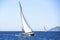 Sail yachts in regatta in open the Sea. Sailing regatta.