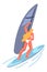 Sailboarding or windsurfing, practicing woman