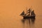 Sailboat in the Aegean sea near Santorini island, Thira, Greece