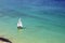 Sailboat alone in the sea
