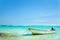 Sailboat anchored in Caribbean sea