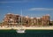 Sailboat Anchored in front of Resort