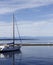 Sailboat anchored in Harbour, Lund, BC