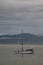 A sailboat anchored near Pond Inlet, Nunavut waiting for weather to transit through the Northwest Passage