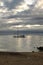 A sailboat anchored near Pond Inlet, Nunavut waiting for weather to transit through the Northwest Passage