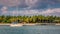 Sailboat anchors off Peanut Island in the tranquil waters of Palm Beach inlet