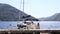 Sailboat in the ancient town of Perast in Bay of Kotor, Monteneg