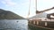 Sailboat in the ancient town of Perast in Bay of Kotor, Monteneg