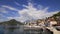 Sailboat in the ancient town of Perast in Bay of Kotor, Monteneg