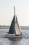 Sailboat approaching New Bedford under sail