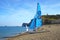 Sailboat on a bay beach Cote d\'Albatre.