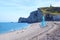 Sailboat on a bay beach Cote d\'Albatre.