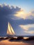 sailboat on the beach painting illustration Cinematic daylight generative ai illustration art