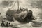 sailboat being capsized by sea monster, with terrified passengers on deck