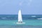 Sailboat on the blue caribbean sea.