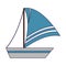 Sailboat boat symbol isolated blue lines