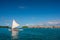 Sailboat at Bora Bora lagoon