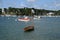 Sailboat with the Breton flag in the Odet estuary in Benodet