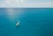 Sailboat in Bright Blue Water - Aerial View - Isla Mujeres, Mexico