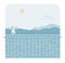 Sailboat on calm sea with distant mountains and sun. Minimalist nautical scene with serene water and skyline. Peaceful