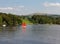 Sailboat, Canoe and Sailboat n Lake Windermere, Cumbria, UK