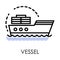 Sailboat or cargo boat, vessel or ship isolated icon
