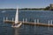 Sailboat docking on Lake Mendota, Madison, Wisconsin.