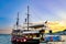 Sailboat drifting in the tranquil waters of a harbor, Zagreb, Croatia