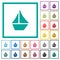 Sailboat flat color icons with quadrant frames