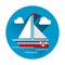 Sailboat flat icon with long shadow