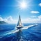 a sailboat floating in the middle of the ocean on a sunny