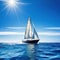 a sailboat floating in the middle of the ocean on a sunny