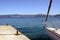 Sailboat front and Embiez island landscape, France