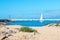 Sailboat going into Ventura Harbor in Ventura California USA