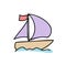 Sailboat hand drawn outline doodle icon summer. Boat travel and yacht, water transport, recreation concept. Vector