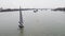 A sailboat harbor with a large number of sailing boats. Sailing harbor. Aerial
