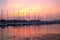 Sailboat harbor at sunrise