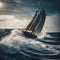 A sailboat on high seas