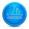 Sailboat icon glass shiny blue round button isolated design vector illustration