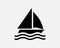 Sailboat Icon Sail Boat Wind Ship Yacht Sea Wave Ocean Lake Vector Black White Icon